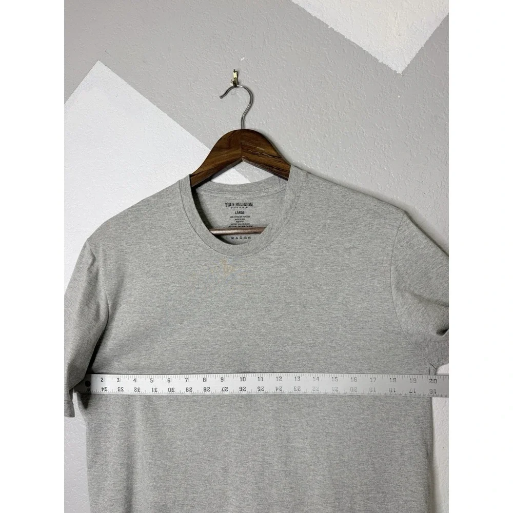 True Religion T-Shirt Lot of 2 Men's Large White Gray Minimal Logo Crew Neck